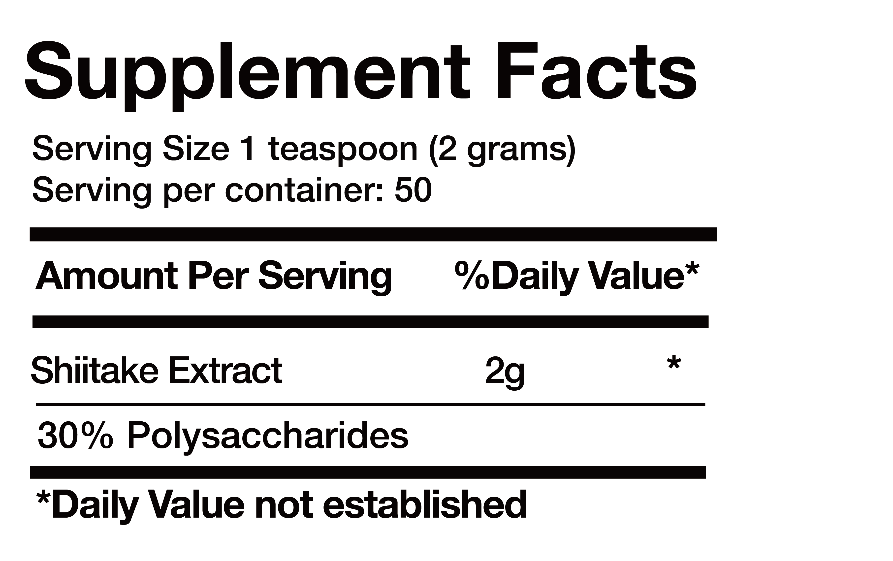 Shiitake Extract nutrition facts