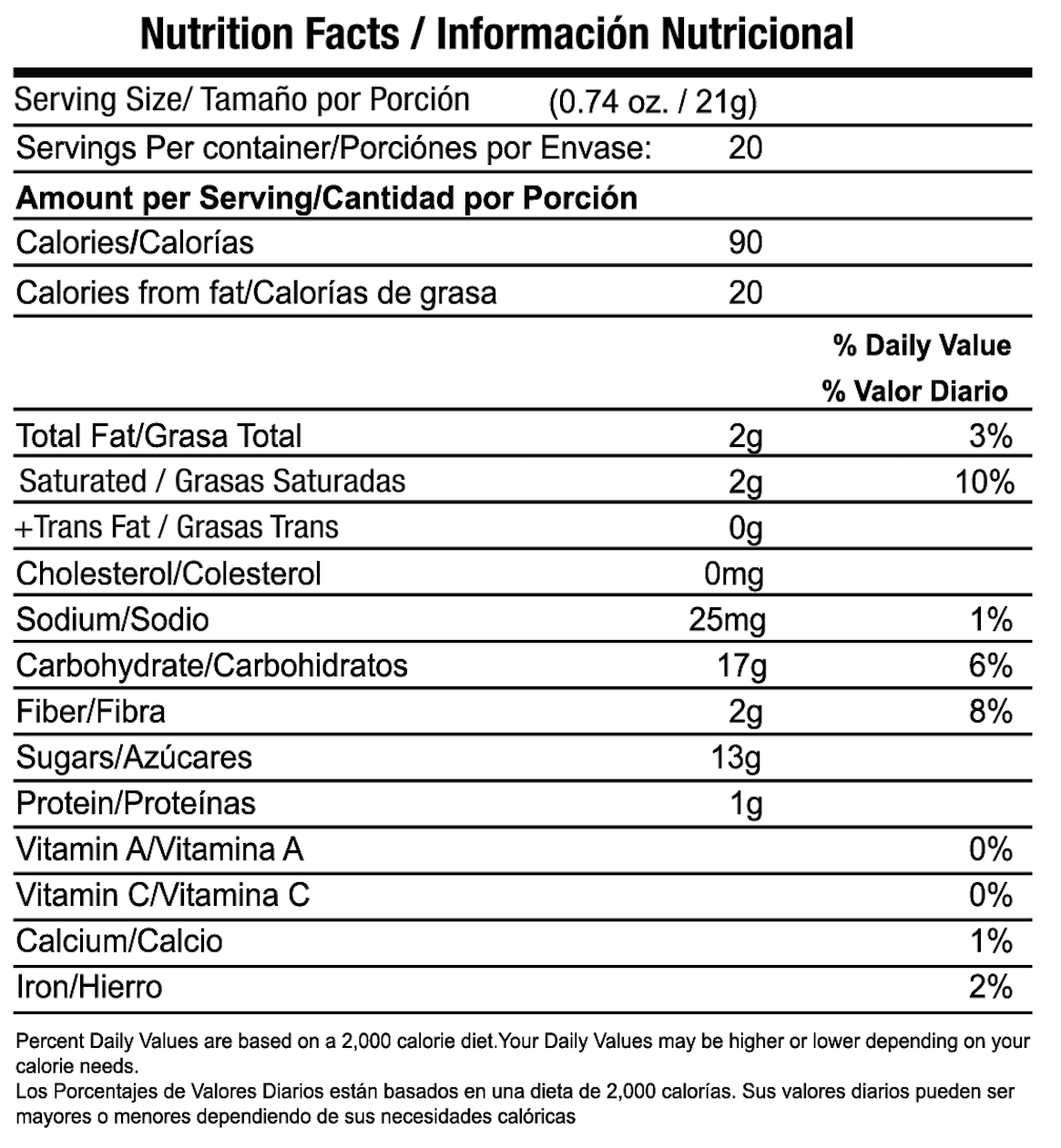 Hazelnut Latte nutrition facts
